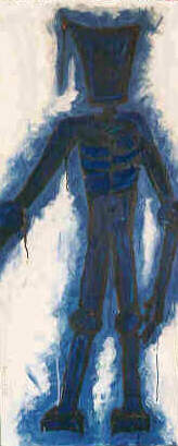 01, Blaumann mit inneren Verbrennungen - durch Ansicht einer gazellenförmigen Blumenvase ; 50 x 120