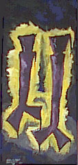41, Tanz von zwei männlichen Geschlechtsmerkmalen auf einem unrunden Tablett; 60 x 120
